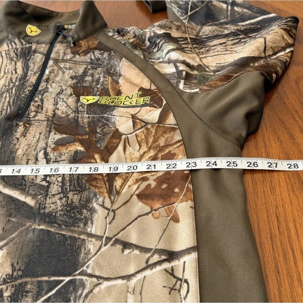 Scent Blocker 1/4‎ Zip Mens Camo Pullover Jacket Size Large